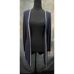 Duffield Lane Womens Cashmere Blend Cardigan Sweater Size Medium‎ Navy Blue